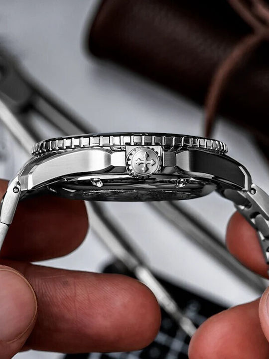 Venezianico Herrenuhr Automatisch mit Silber Metall-Armband