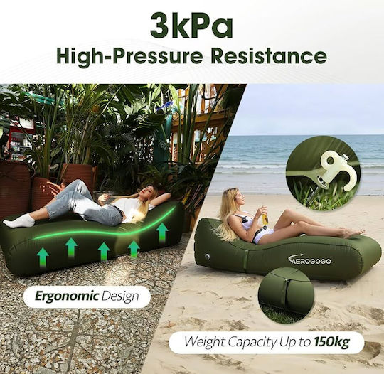 Aerogogo Selbstaufblasendes Halb doppelt Camping Schlafmatte 185x80cm Grüne