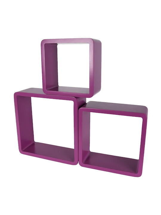 Purple Wall Shelves (3 Pieces) 28x10x28cm
