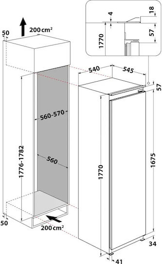 Hotpoint-Ariston Εντοιχιζόμενο Ψυγείο Συντήρησης 306lt Υ177.2xΠ54xΒ54.5εκ. HASD18A011A1