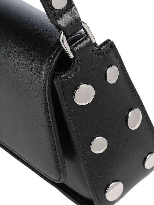 K Signature Leather Women's Shoulder Bag Black