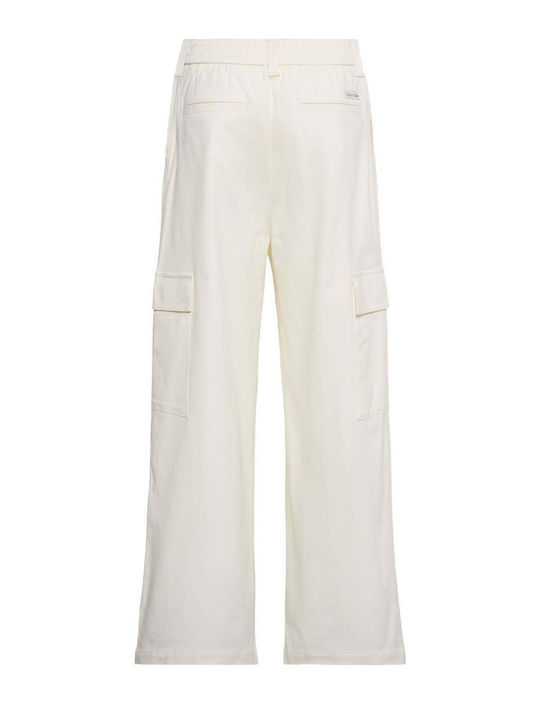 Damen Stoff Fracht Hose Weiß