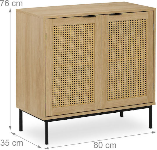 Sideboard mit Schubladen Hellbraun/Schwarz 76x35x80cm