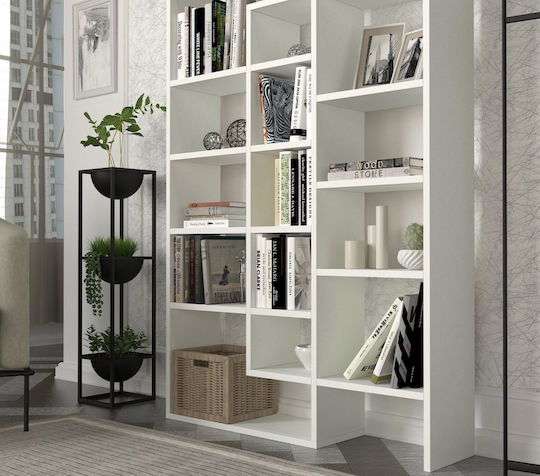 Bibliotecă Geo Whitespace Alb 94.2x22x139.5 cm