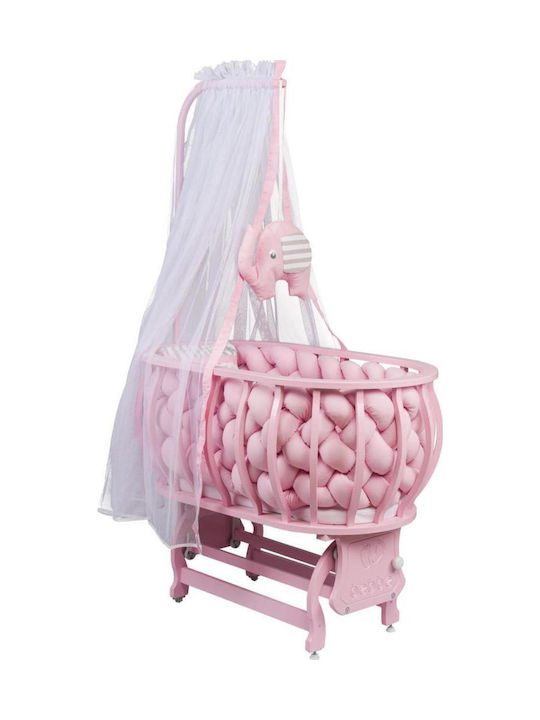 SteweHome Pink Baby Crib with Mattress