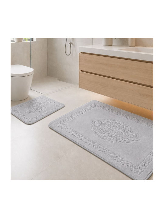 Tropik Home Set Cotton Bath Mats LJD27749 Grey 2 Pieces