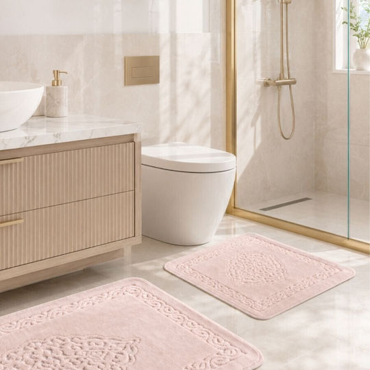 Set Covoare De Baie Bumbac Roz 2 Bucăți Set Covoare De Baie Bumbac Roz 2 Bucăți