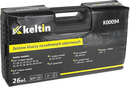 Keltin Pneumatic Sockets with 1" Frame Host Set 26 Pieces