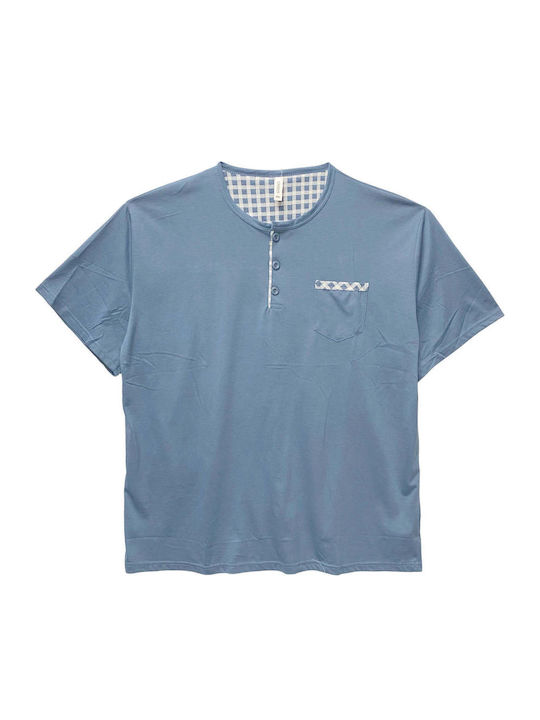 Ansin Sommer Herrenpyjama Baumwollene Blaue