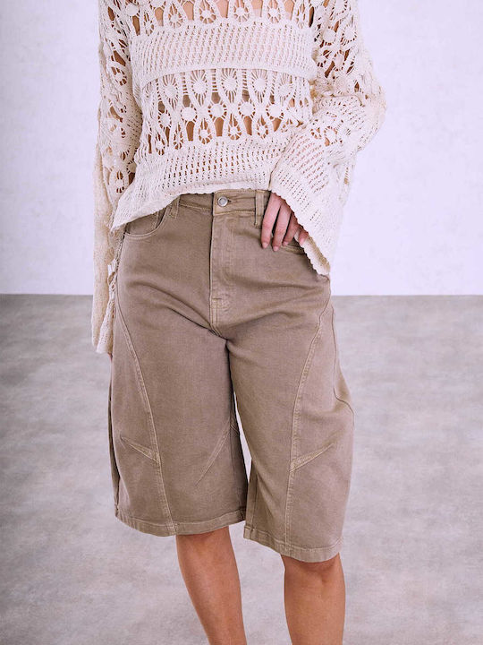 Celestino Jorts Cusături Decorative Loose Fit Maro Deschis