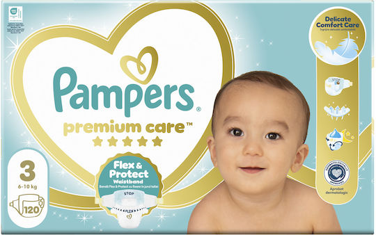 Pampers Klebeband-Windeln Premium Care Monats-Pack Nr. 3 für 6-10kg 120cm