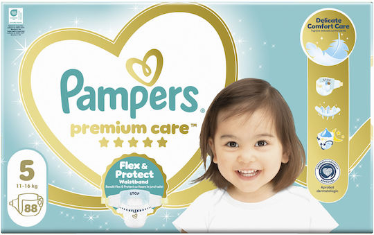 Pampers Πάνες με Αυτοκόλλητο Premium Care No. 5 για 11-16kg 88τμχ