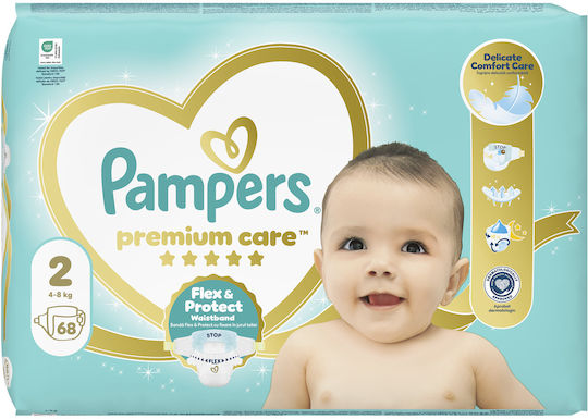Pampers Πάνες με Αυτοκόλλητο Premium Care No. 2 για 4-8kg 68τμχ