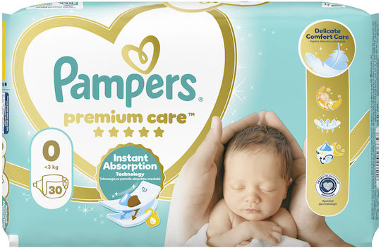 Pampers Πάνες με Αυτοκόλλητο Premium Care No. 0 για 1-2.5kg 30τμχ