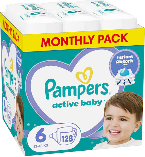 Pampers Tape Diapers Active Baby Monthly Pack No. 6 for 13-18kg 128pcs