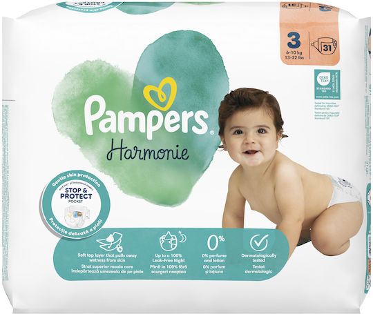 Pampers Πάνες με Αυτοκόλλητο Harmonie No. 3 για 6-10kg 31τμχ