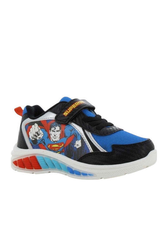 Παιδικά Sneakers Ανατομικά με Σκρατς & Φωτάκια Μαύρα