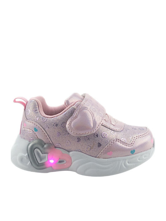 Παιδικά Sneakers Ανατομικά με Φωτάκια Ροζ
