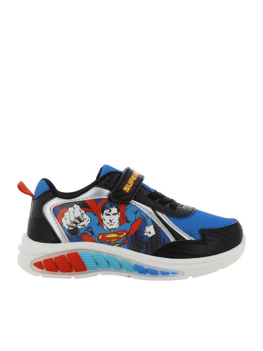 Παιδικά Sneakers Ανατομικά με Σκρατς & Φωτάκια Μαύρα