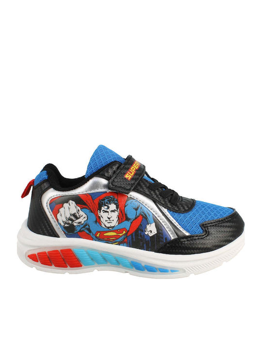 Παιδικά Sneakers Ανατομικά με Σκρατς & Φωτάκια Μαύρα