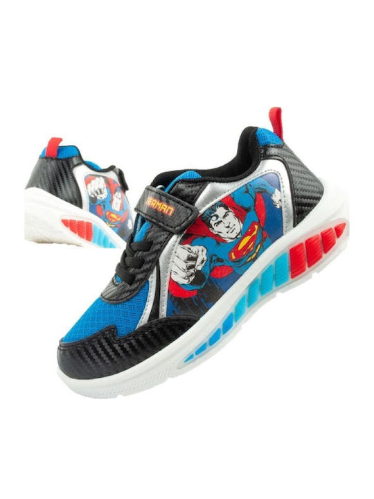 Παιδικά Sneakers Ανατομικά με Σκρατς & Φωτάκια Μαύρα
