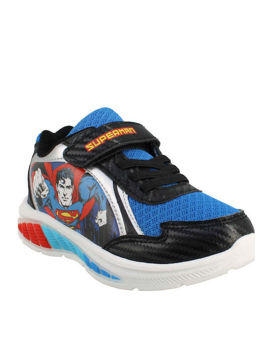 Παιδικά Sneakers Ανατομικά με Σκρατς & Φωτάκια Μαύρα