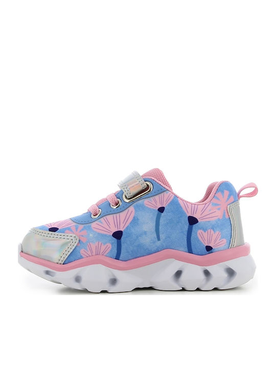 Kids Sneakers with Hoop & Loop Closure and Blue Lights