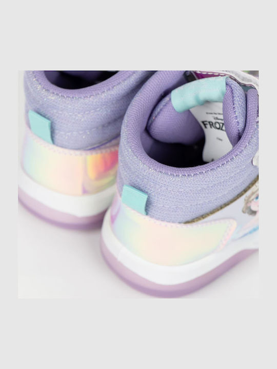 Kids Sneakers High with Scratch & Lights Lilac