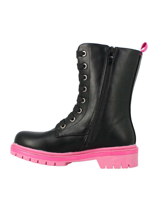 Iva Anatomical Leather Kids Boots with Laces Black