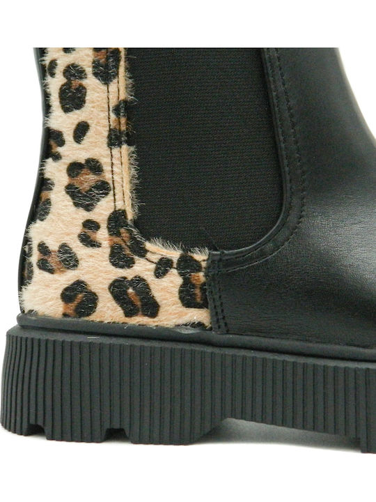 Leather Kids Boots with Zipper Black