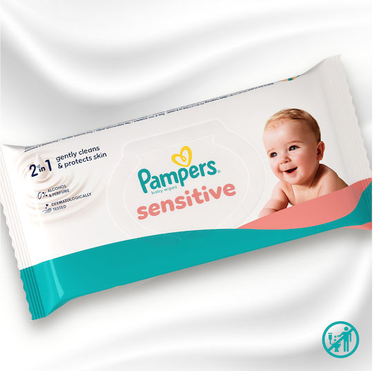 Pampers Sensitive Υποαλλεργικά Μωρομάντηλα χωρίς Οινόπνευμα & Parabens 160τμχ