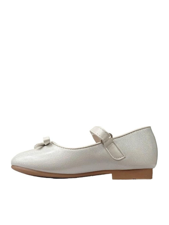 Kids Ballerinas With Hoop & Loop Closure Leather White Athina