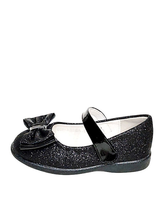 Kids Anatomic Ballerinas with Hoop & Loop Closure Black