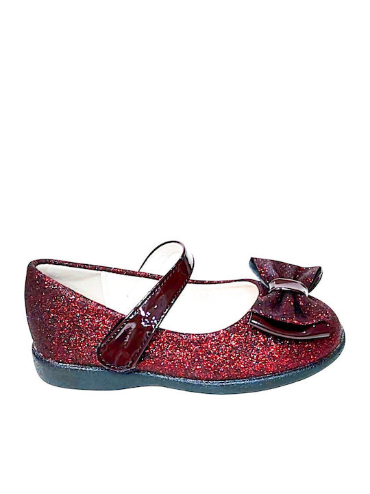 Kids Anatomic Ballerinas with Hoop & Loop Closure Burgundy