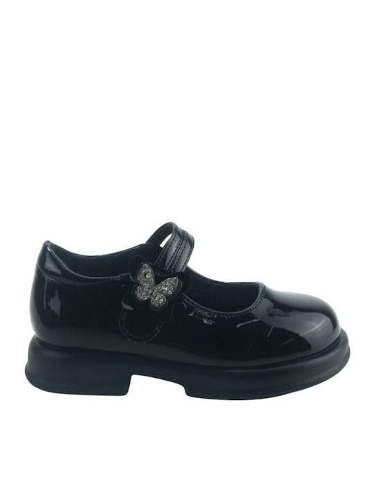 Kids Anatomic Ballerinas with Hoop & Loop Closure Black