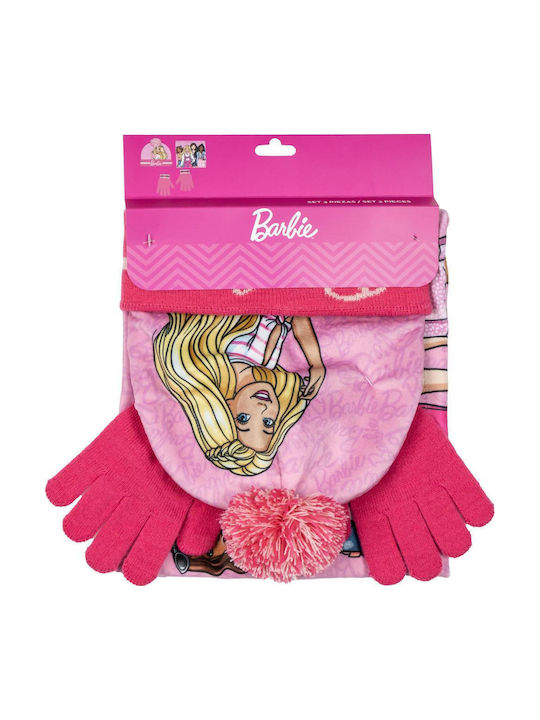 Barbie Set Căciulă Copil cu Mănuși Roz 3buc