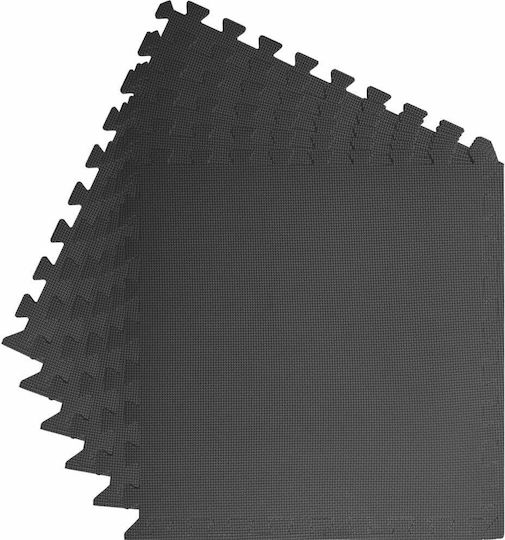 vidaXL EVA Gym Floor Puzzle Tatami Mat Black 6pcs 60x60x1cm