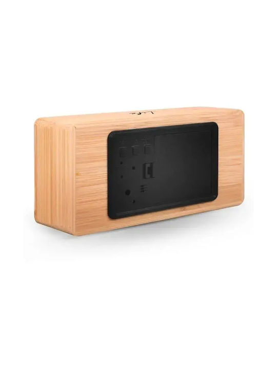 Life Noble Bamboo Tabletop Digital LED Wooden Clock with Alarm Brown 221-0109