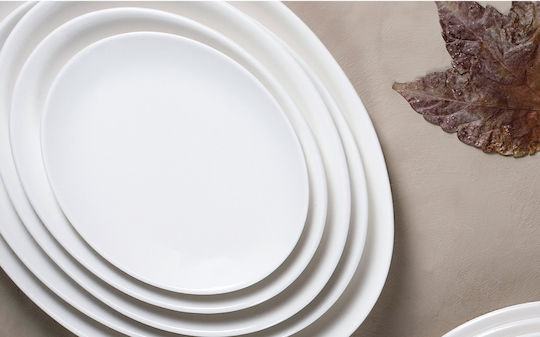 Porland Shallow Oval Serving Plate Made of Transparent Porcelain 36x27cm Porland Shallow Oval Serving Plate Made of Transparent Porcelain 36x27cm