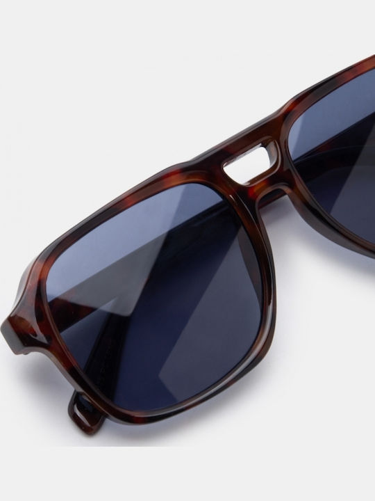 Luigi Unisex Sunglasses with Brown Frame and Blue Lens