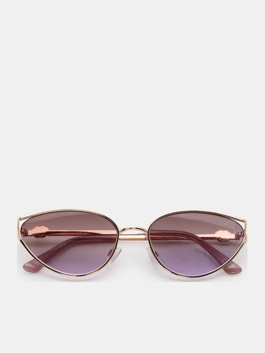 Luigi Women’s Sunglasses With Gold Metallic Frame And Pink Lens