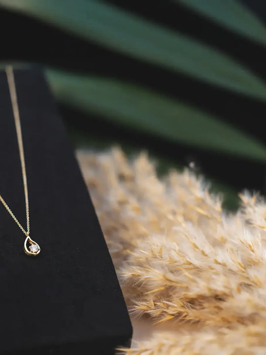 Halskette Mit Träne Aus Gold 9K Mit Zirkon