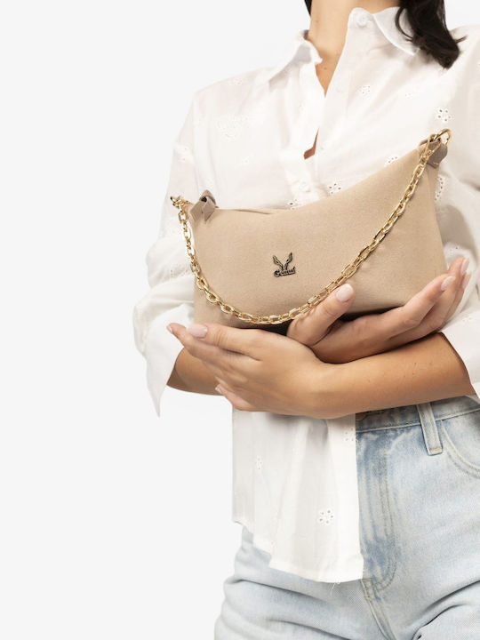 Leather Women's Shoulder Bag Beige