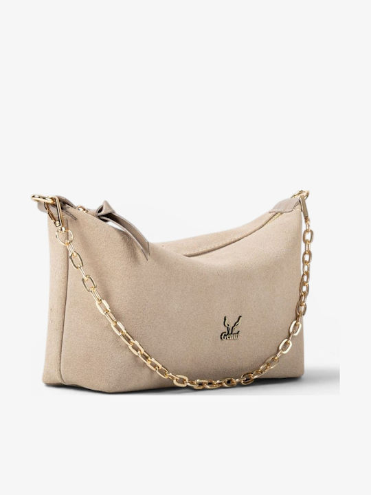 Leather Women's Shoulder Bag Beige