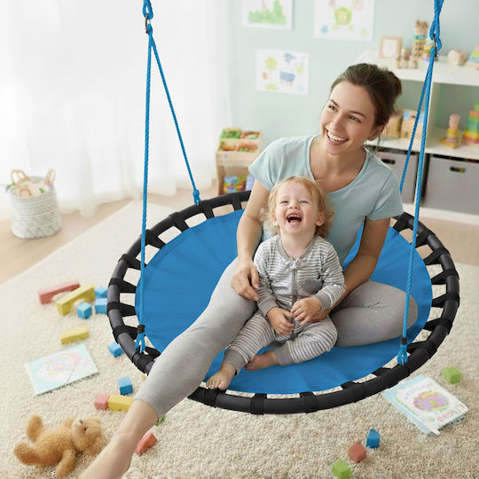Relaxdays Leagăn tip cuib suspendat albastru