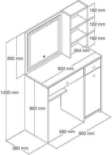 Τουαλέτα Κρεβατοκάμαρας Λευκό 90x38x140εκ.