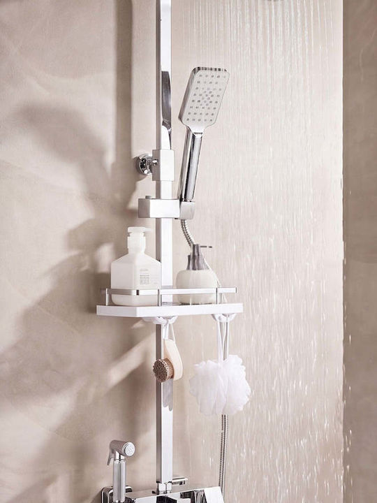 Naron Adjustable Shower Column with Mixer 85-120 Silver