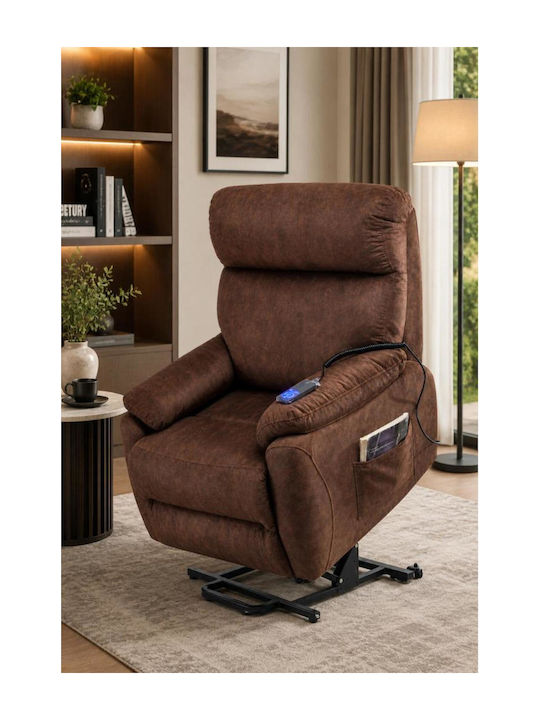 Armchair with Footstool Brown 80x100x110cm