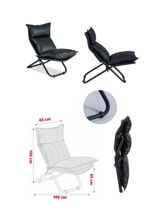 SteweHome Polstersessel aus Künstliches Leder Schwarz 65x100x65cm