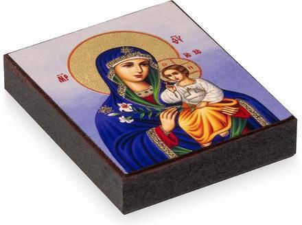 Panagia of the Lilies Icon Canvas Colored Background 6 X 5 Cm